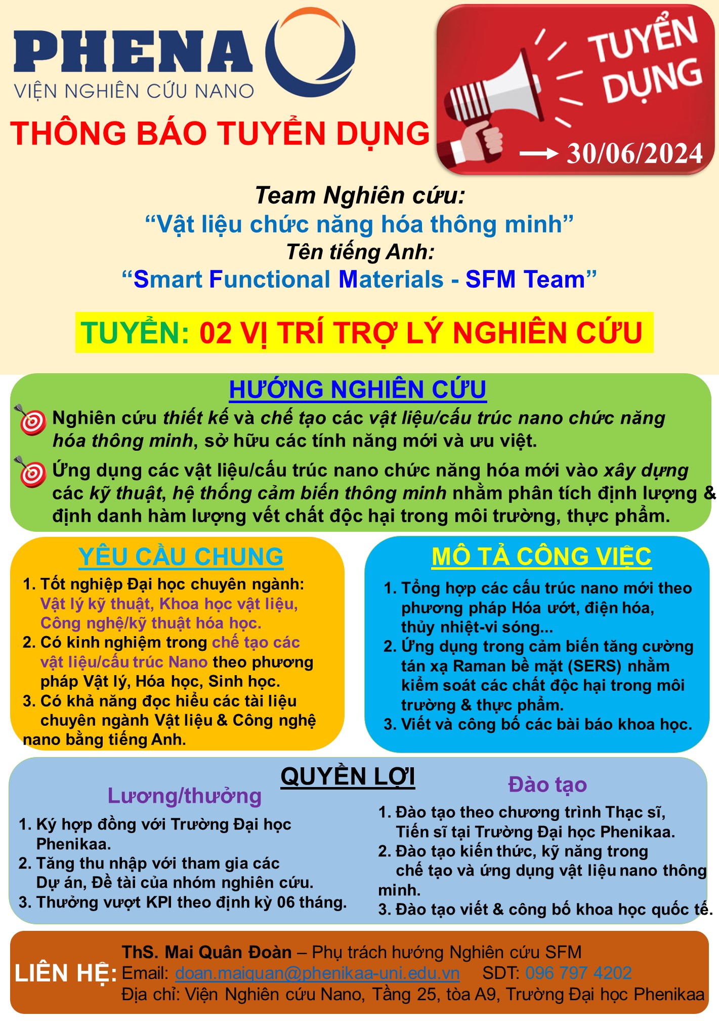 Tuyển dụng Trợ lý nghiên cứu 1/2024
