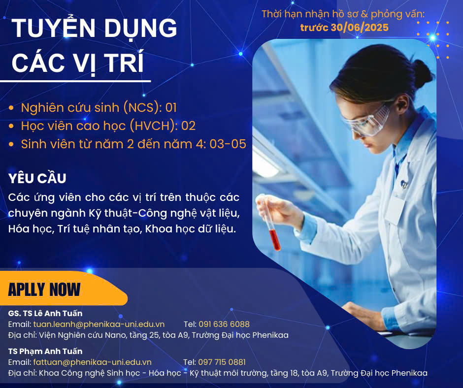 Thông báo tuyển dụng thành viên nhóm nghiên cứu